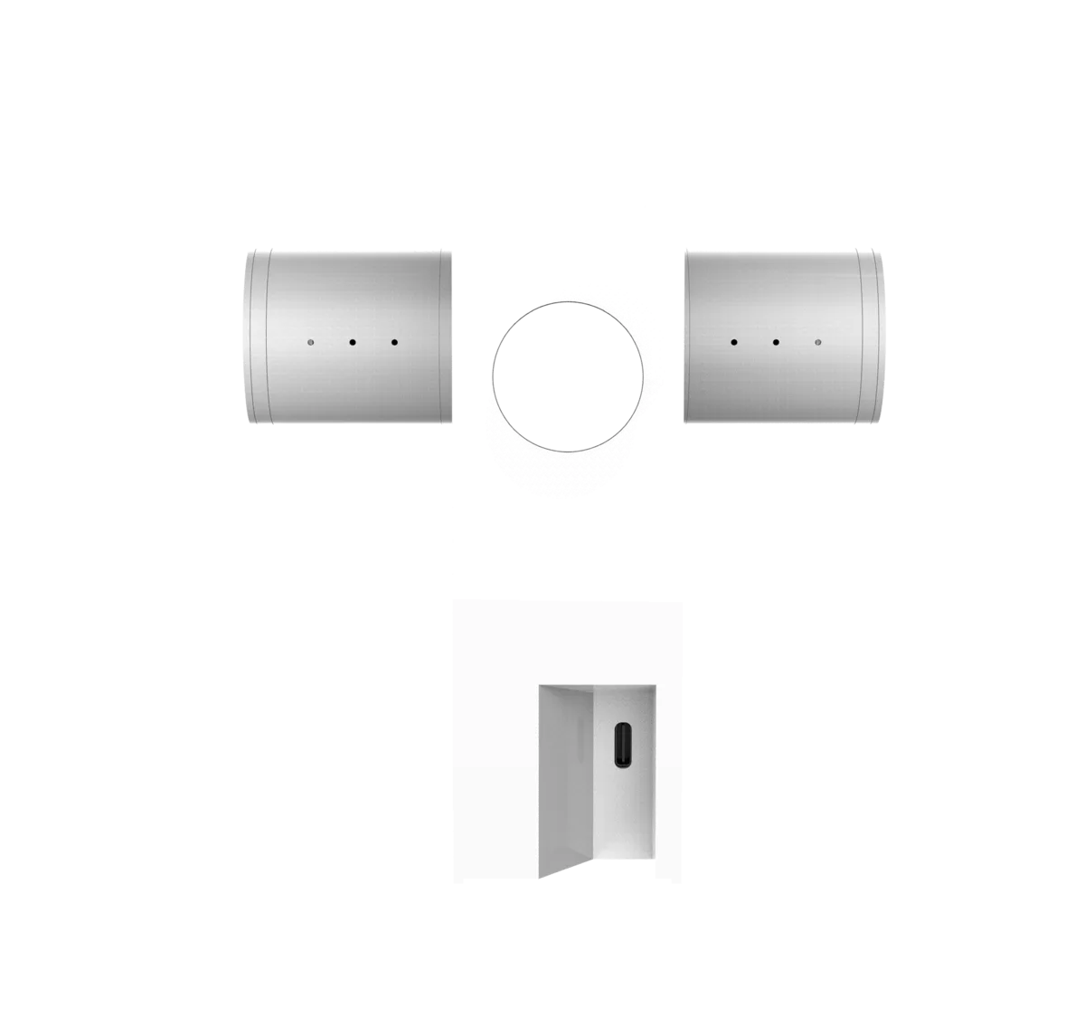 SOL seen from above — the wall-mount release and the USB-C power socket